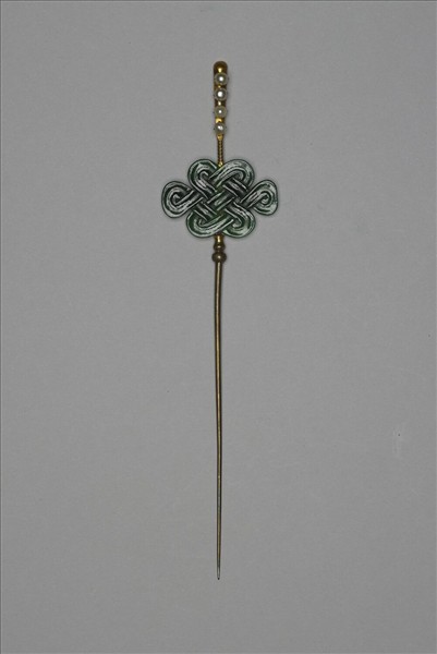 銀鍍金嵌珠翠玉結耳挖簪