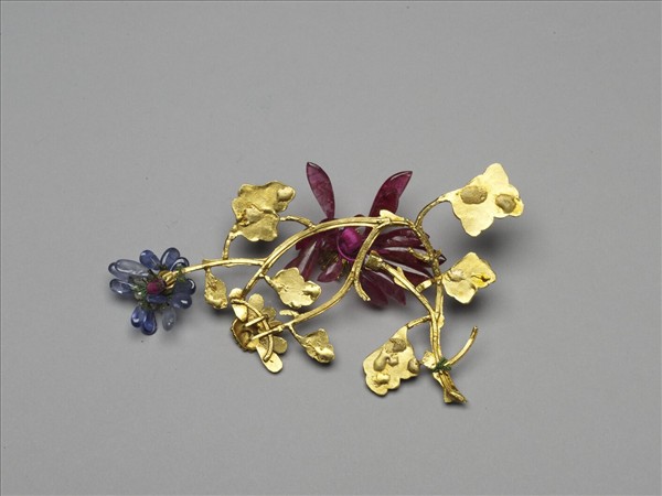 銀鍍金點翠嵌翠玉寶石飾片