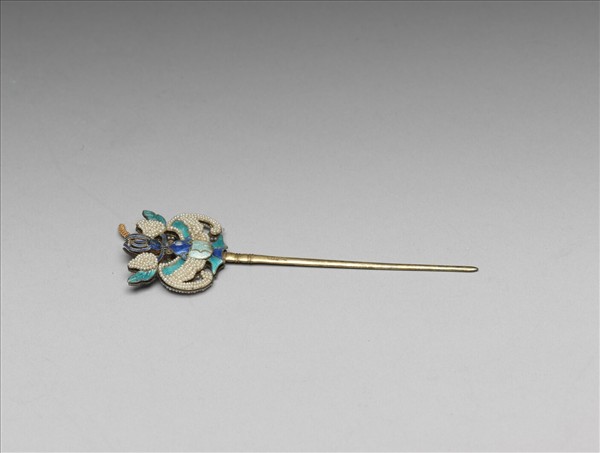 嵌珠琺瑯福壽簪