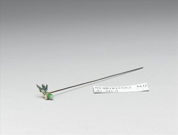 銀鍍金點翠嵌米珠翠玉簪