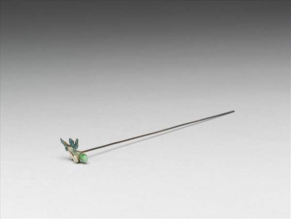 銀鍍金點翠嵌米珠翠玉簪