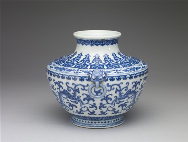 青花龍紋折肩瓶