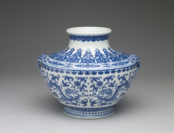 青花龍紋折肩瓶