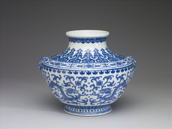 青花龍紋折肩瓶