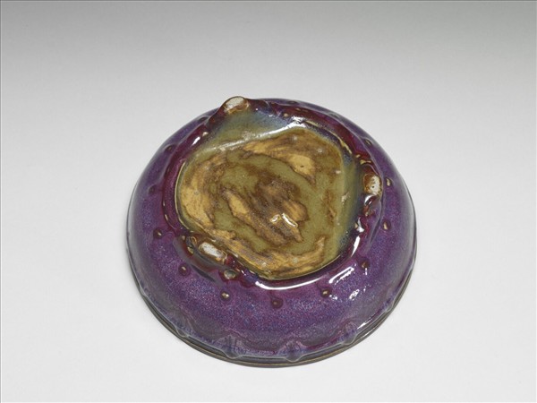 鈞窯 天藍丁香紫鼓釘式瓷盆托