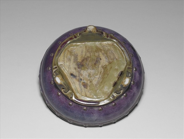 鈞窯 天青葡萄紫釉蓮瓣式盆托