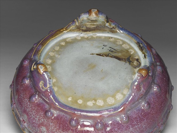 鈞窯 天青葡萄紫釉蓮瓣式盆托