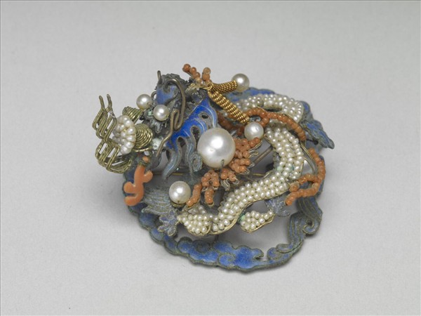 內填琺瑯蟠龍面簪