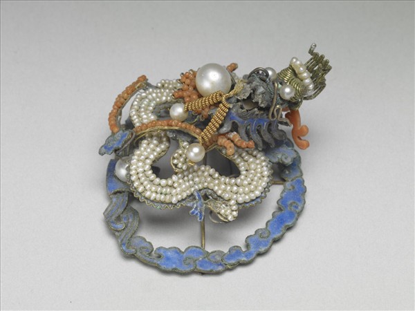 內填琺瑯蟠龍面簪