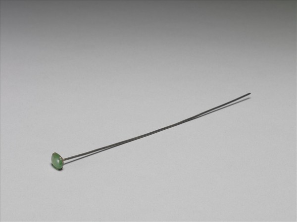 銀鎏金嵌翠玉簪