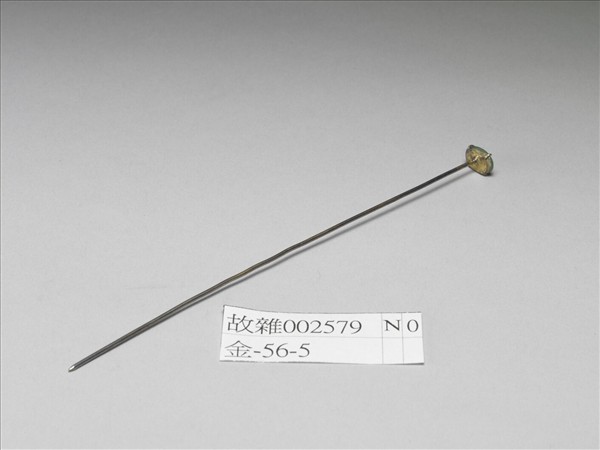 銀鎏金嵌翠玉簪