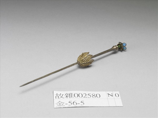 銀鍍金點翠花托簪