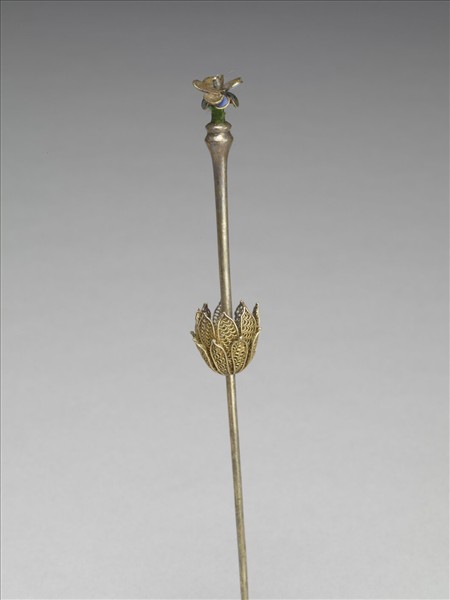 銀鍍金點翠花托簪