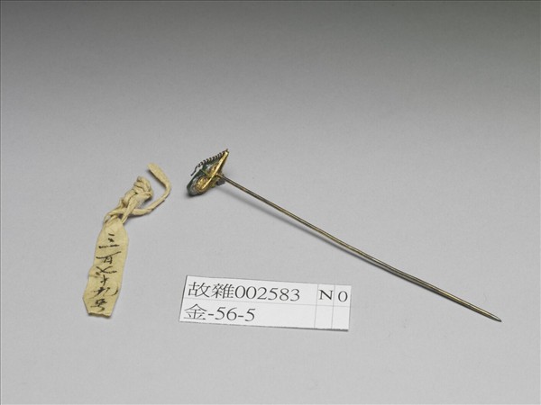 銀鎏金點翠嵌翠玉簪