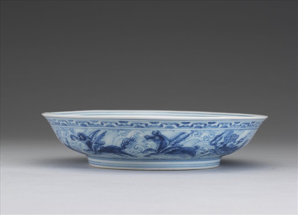 青花海獸紋盤