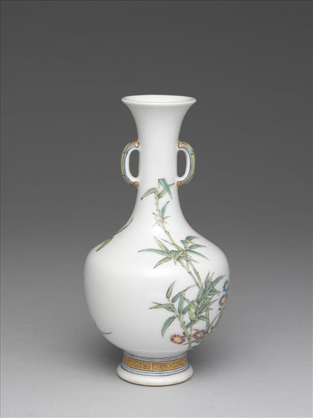 琺瑯彩蘭竹雙耳瓶