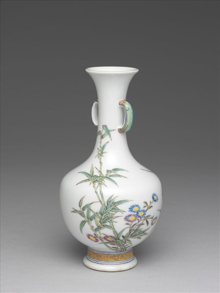 琺瑯彩蘭竹雙耳瓶