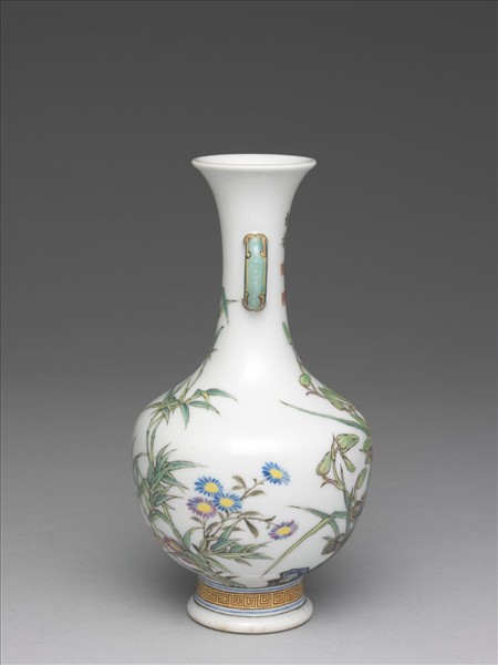 琺瑯彩蘭竹雙耳瓶