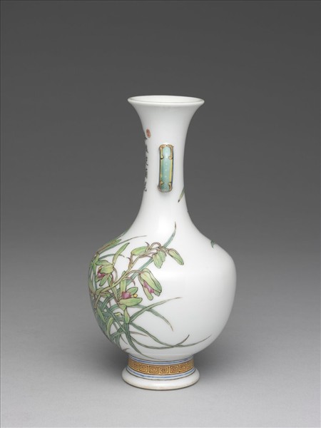 琺瑯彩蘭竹雙耳瓶