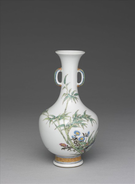 琺瑯彩蘭竹雙耳瓶