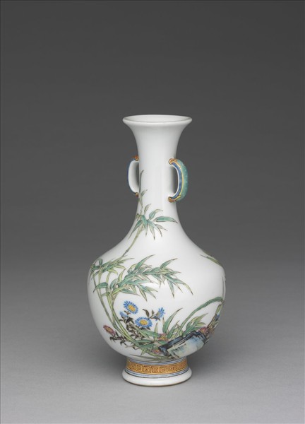 琺瑯彩蘭竹雙耳瓶