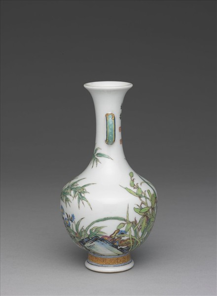 琺瑯彩蘭竹雙耳瓶