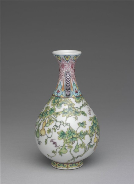 琺瑯彩福壽連綿圖雙耳瓶