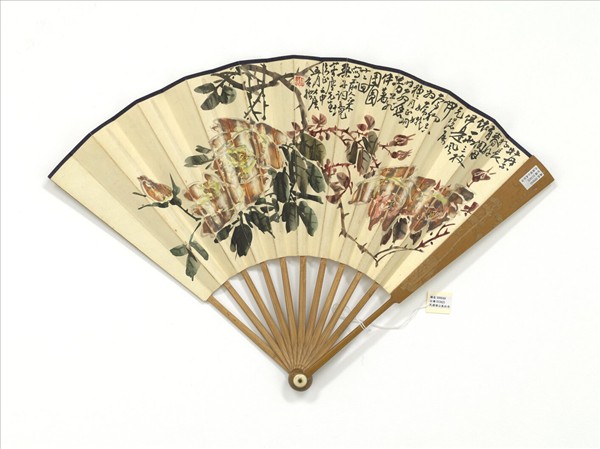 民國謝公展牡丹鄭曼青行書　成扇