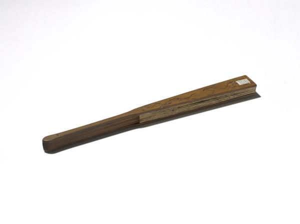 民國王震梅鳥並行楷書李白夜泊牛渚懷古詩　成扇　梅鳥