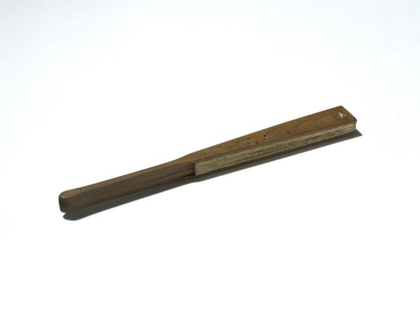 民國王震梅鳥並行楷書李白夜泊牛渚懷古詩　成扇　梅鳥