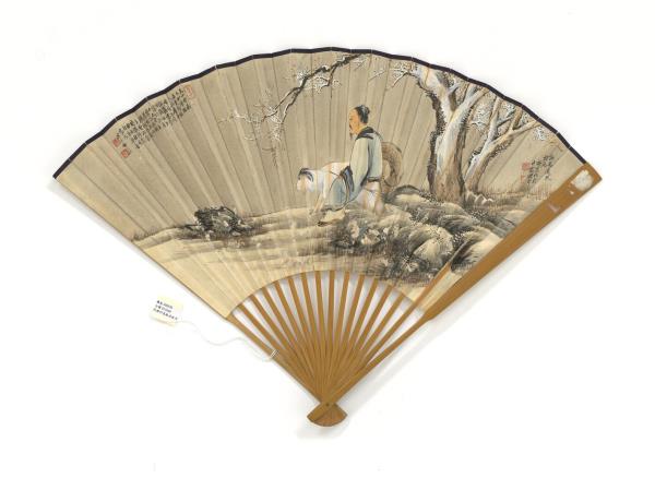 民國祁崑蘇武牧羊袁勵準行楷書山坡羊詞謁金門　成扇