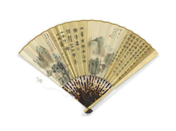 清八家書畫合璧　成扇　子鈞畫江深草閣寒