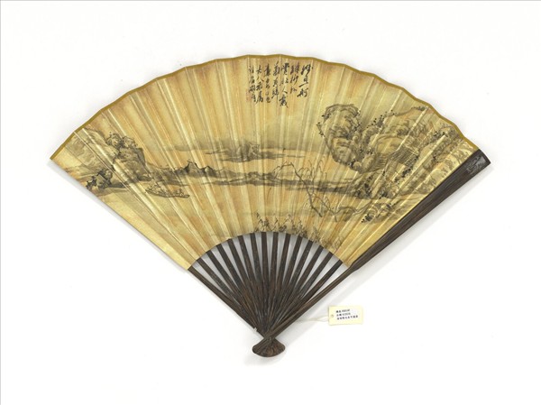 清胡璋泛舟可載菊高邕行書杜詩二首　成扇　高邕行書杜詩二首