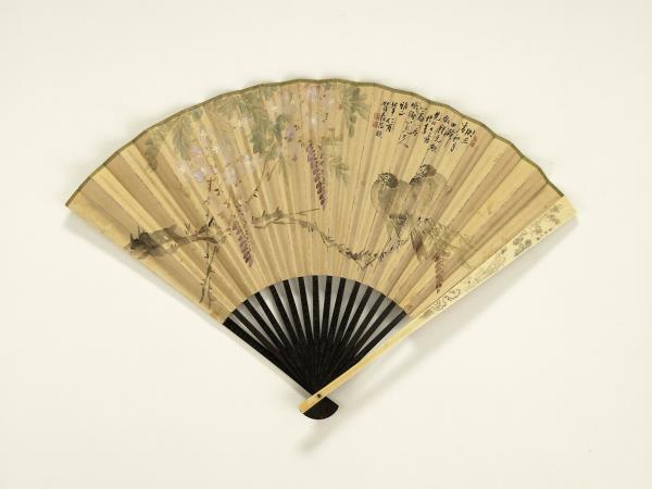 清賀壽昌畫花鳥徐葆光書法　成扇　徐葆光書法