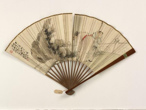 清任頤拜石圖寶拙盦甲申滬上感事詩　成扇　寶拙盦甲申滬上感事詩