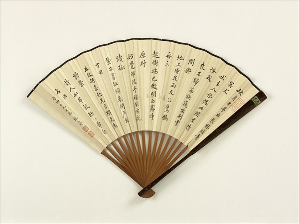 民國夏敬觀山水張元濟楷書五言古詩　成扇　夏敬觀山水