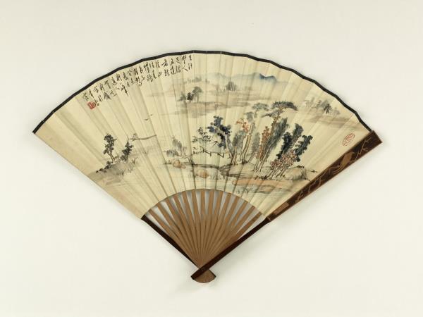 民國錢厓山水吳徵袁子才秦淮雜詩　成扇