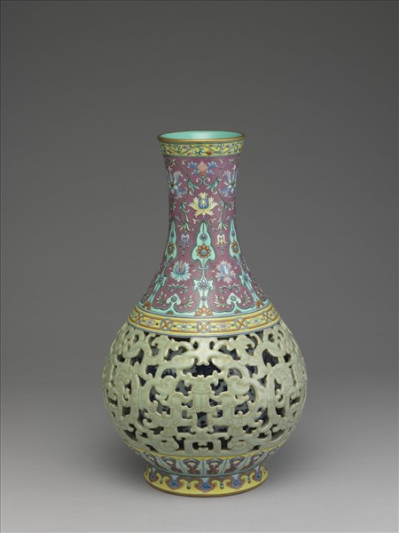 洋彩錦上添花玲瓏膽瓶