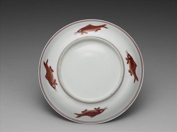 描紅五魚紋盤