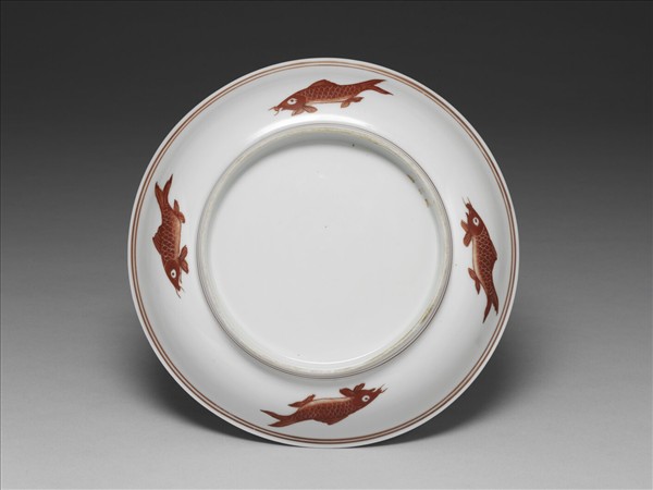 描紅五魚紋盤