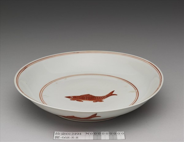 描紅五魚紋盤