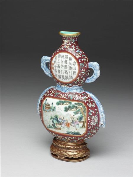 粉彩紅地海屋添籌圖葫蘆形轎瓶