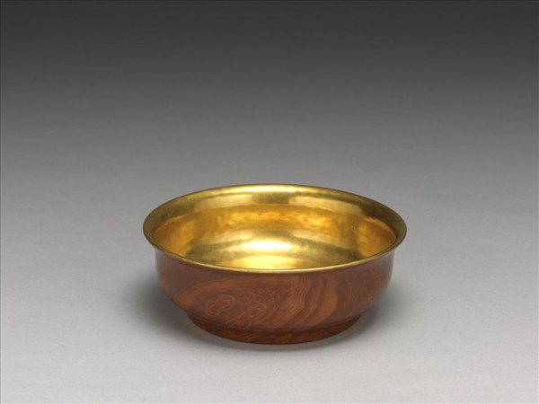 仿木紋金裡碗