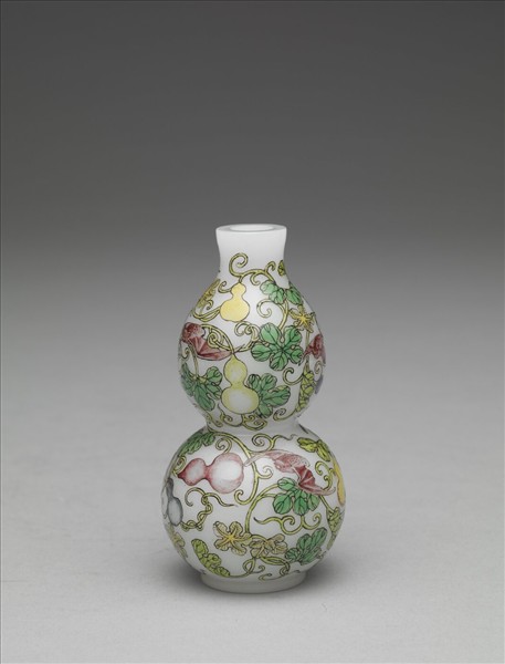 玻璃胎畫琺瑯福壽葫蘆瓶