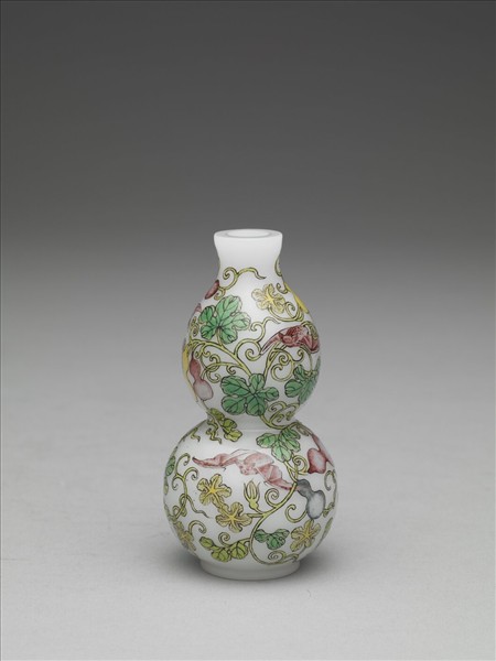 玻璃胎畫琺瑯福壽葫蘆瓶