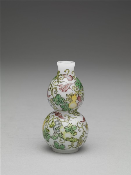 玻璃胎畫琺瑯福壽葫蘆瓶