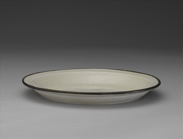 定窯 白瓷印花鳳凰紋盤