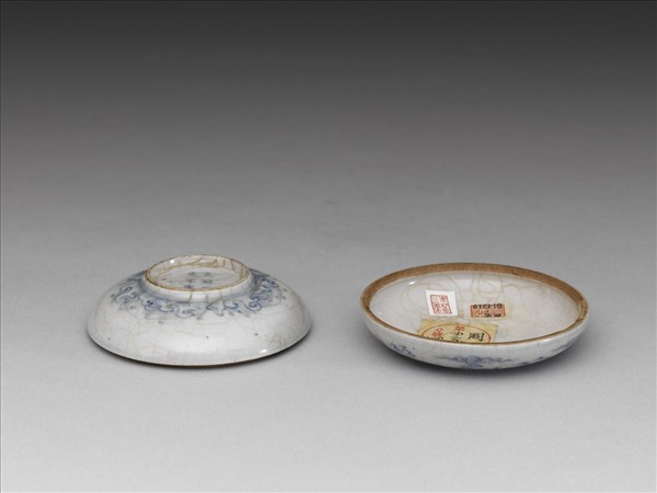 青花龍鳳紋印泥盒