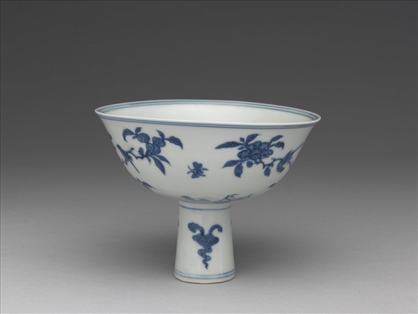 青花花鳥紋高足碗