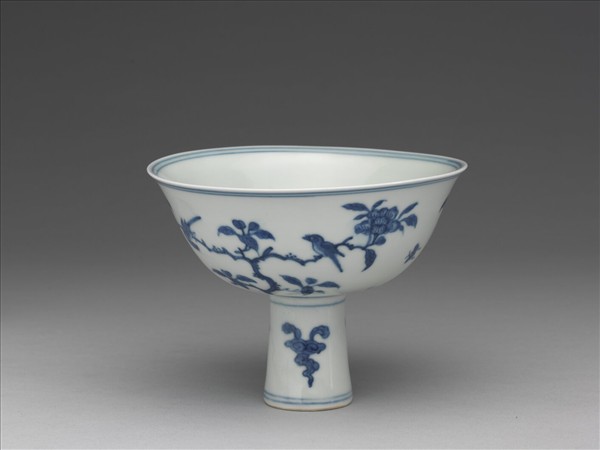 青花花鳥紋高足碗